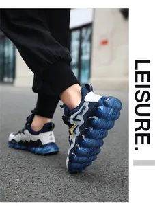 Kids waterproof sports sneakers with chunky blue bubble soles and rotating buckle