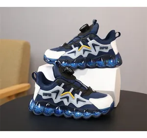 Detailed view of children's waterproof sports shoes with rotary buckle and bubble sole