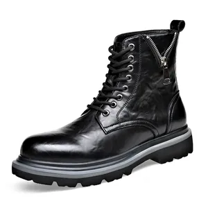 Klassische schwarze Herren Martin Boots im britischen Stil mit seitlichem Reißverschluss