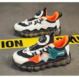 Modern children's waterproof sports shoes with convenient rotary buckle and non-slip sole