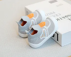 Close-up of breathable knit baby sock shoes with non-slip soft soles