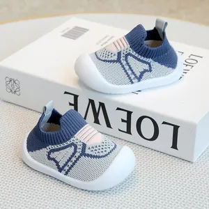 Breathable knit baby sock shoes with soft non-slip soles for toddler boys and girls