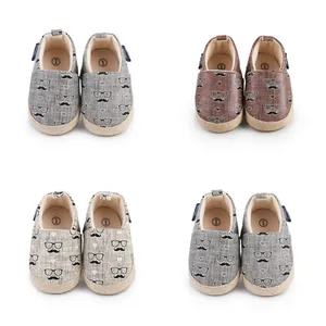 Chaussures Premier Pas Nourrisson Imprimé Moustache Lunettes Cuir Synthétique Semelle Souple Antidérapant Baskets Bébé Garçons Filles