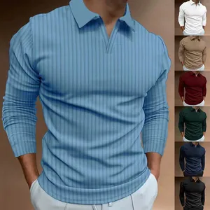 Herren Poloshirt Langarm mit vertikalen Streifen in vielen Farben für die Freizeit