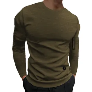 T-shirt da uomo slim fit a maniche lunghe con dettaglio cerniera sulla manica
