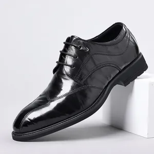 Men's Business Formal Leather Shoes Genuine Sheepskin British Pointed Toe Oxford Shoes Classic Black Wedding Shoes