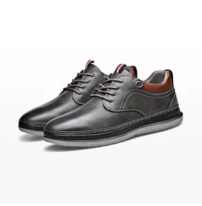 Graue Herren Freizeit-Schnürschuhe mit komfortabler, leichter und weicher Gummisohle