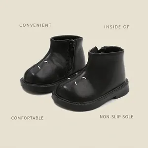 Bottines noires confortables pour tout-petits avec fermeture éclair et semelle antidérapante