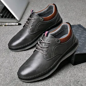 Herren Kunstleder Freizeitschuhe Leichte Atmungsaktive Sneakers Mit Weicher Sohle Mode Schnürschuhe Slipper Alltagsschuhe
