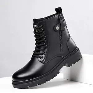 Heren Rundleer Martin Boots Britse Workwear Stijl Zijrits High Top Veterschoenen Retro Casual Buiten Antislip Laarzen