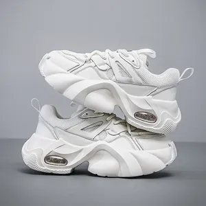 Ανδρικά Chunky Sneakers από Δέρμα Βοδιού Αύξηση Ύψους Αερόσολα Πλατφόρμα Παπούτσια Αναπνεύσιμο Αθλητικό Casual Sport Sneakers για Άνδρες