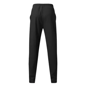 Detailed back view of black men's waffle texture sports joggers from a casual set