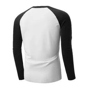 Men's slim fit long sleeve raglan T-shirt featuring black sleeves and white body