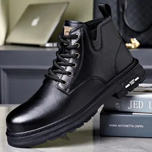 Botas Martin de cuero negro premium para hombre con diseño de cordones