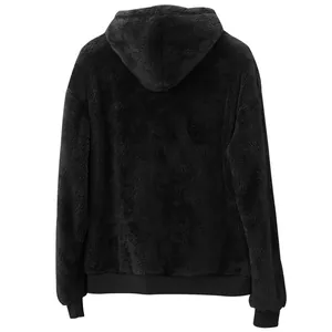 Rückansicht eines schwarzen, schweren Oversize-Fleece-Kapuzenpullovers für Herren