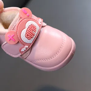 Warme rosa Baby-Schneestiefel mit Plüschfutter und wasserdichtem Oberleder für Kleinkinder