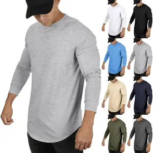 Mehrere Farbauswahlmöglichkeiten für Herren-Langarm-T-Shirt mit Rundhalsausschnitt