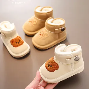 Kinder Baby Winter Schneestiefel Warm Plüsch Gefüttert Rutschfest Weiche Sohle Kleinkind Lauflernschuhe Cartoon Bär Ankle Boots