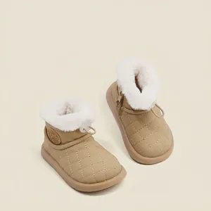 Botas de Nieve para Bebé Primeros Pasos Invierno Cálidas Forro de Felpa Acolchadas Cremallera Lateral Zapatos Antideslizantes para Niños y Niñas
