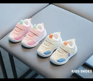Winter fleece-lined toddler shoes with waterproof leather and soft soles.