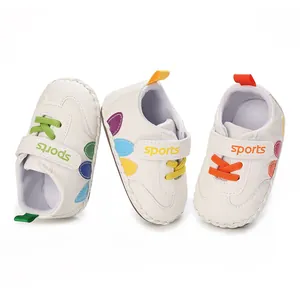 Scarpine Primi Passi Neonato 0-1 Anno Scarpe Sportive Suola Morbida Pelle Sintetica Chiusura a Strappo Bambino Ragazzo
