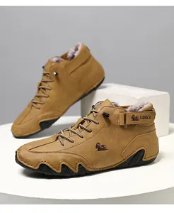 Men's winter fleece Martin boots featuring high-top warm casual design in brown