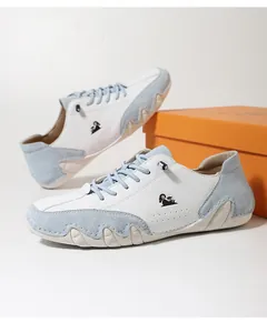 Stylish low-top casual shoes featuring octopus sole design and patchwork leather details.
