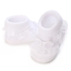 Chaussures de Princesse pour Bébé Fille Garniture Florale en Dentelle Semelle Souple Antidérapante en Cuir PU Premiers Pas Bébé Chaussures Plates Automne