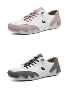 Detailed view of comfortable casual loafers with unique octopus sole and contrast colors.