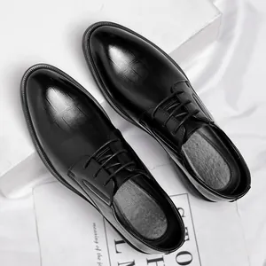Elegant classic black men's leather dress shoes for formal business or wedding occasions