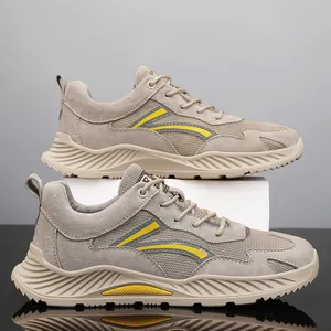 Sneakers Casual da Uomo in Maglia Traspirante All'Aperto in Pelle di Maiale Scarpe da Corsa Leggere Sportive Con Lacci Per Camminare