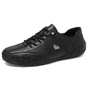 Κομψό μαύρο ανδρικό casual δερμάτινο παπούτσι με μοναδική σόλα σε στυλ χταποδιού