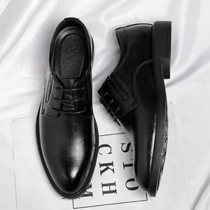 Elegant black men's leather dress shoes for formal business or wedding occasions