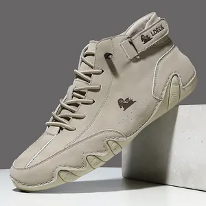 LDECK Botas Martin High Top para Hombre Casual Aire Libre Antideslizante Suola de Pulpo Cuero de Microfibra Transpirables