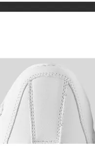 Detailed macro shot of the white leather toe with durable stitching on casual men's boots