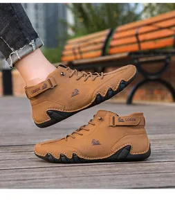 Close-up side view of men's high-top casual boots featuring unique octopus sole design