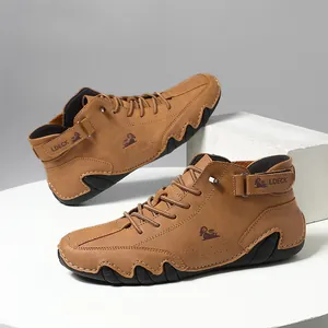 Men Martin Boots High Top Casual Microfiber Leather Boots Octopus Wave Sole Non-Slip Outdoor Walking Shoes For Autumn Winter