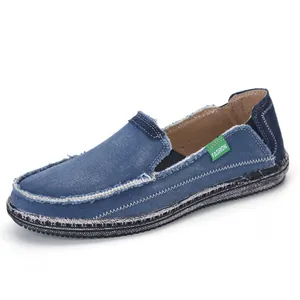 Scarpe di Tela Vintage da Uomo Effetto Invecchiato Denim Lavato Slip On Mocassini Casual Scarpe da Camminata Taglie Forti Sneaker Piatte Outdoor