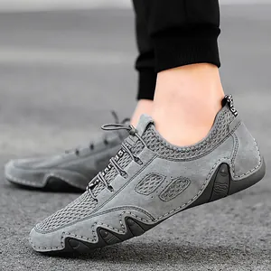 Ademende Casual Herenschoenen Van Varkensleer En Mesh Antislip Outdoor Wandelsneakers Herfst Mode Sneakers