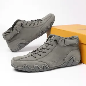Herren Winterstiefel Hoch Grau mit warmem Fleecefutter und rutschfester Gummisohle