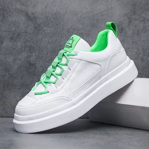 Koreaanse Stijl Heren Microvezel Leer Casual Sneakers Mode Platform Hoogteverhogend Lage Witte Schoenen Voor Dagelijks Gebruik