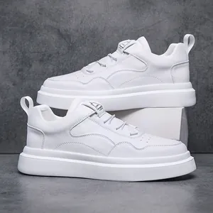 Men Casual White Board Shoes Low Top Slip On Sneakers Microfiber Leather Minimalist Versatile Student Flat Shoes