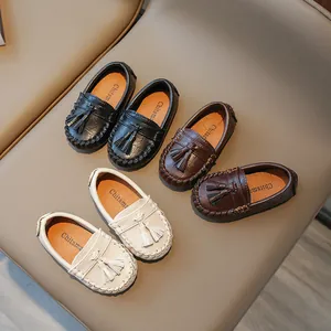 Mocassins Style Britannique Enfants Chaussures en Cuir PU à Gland pour Garçons Filles École Décontracté Chaussures de Marche