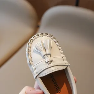 Mocassins à glands pour enfants, chaussures en cuir de style britannique pour petits