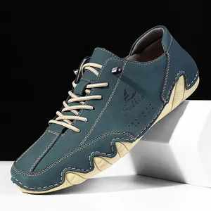 Chaussures décontractées en nubuck bleu pour hommes avec semelle vague poulpe unique
