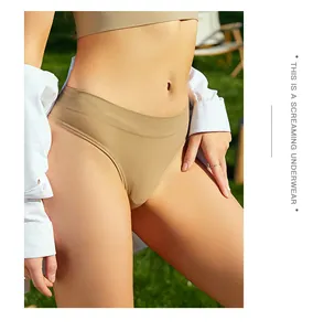 Detaillierte Ansicht der nahtlosen unsichtbaren Slip mit mittlerer Taille in Tan