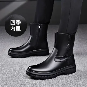 Bottes Chelsea Martin noires pour hommes avec fermeture éclair latérale et semelle
