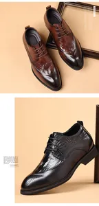 Klassieke heren brogue veterschoenen van echt leer met elegante krokodillentextuur details