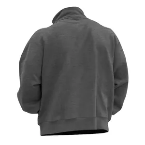 Vista posteriore di una felpa da uomo grigio antracite con collo alto e zip foderata