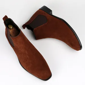 Men's Chelsea Boots Fashion Small Square Toe Slip On Ankle Boots Artificial PU Leather Casual Versatile Men's Shoes